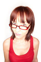 Image showing Portrait of redhead female with glasses