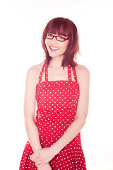 Image showing Woman In Red Polka Dot Dress