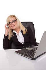 Image showing Businesswoman in glasses working