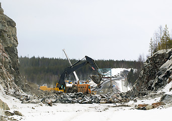 Image showing Construction of the road through the rock