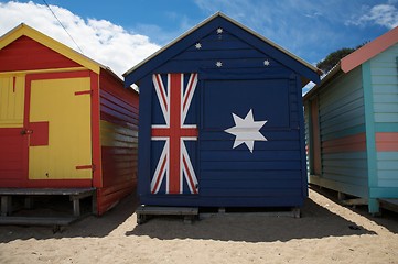 Image showing Colourful Beach Huts