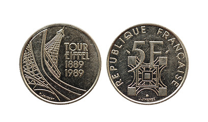 Image showing The French-five francs. 100 years of the Eiffel Tower