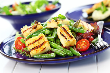 Image showing Grilled cheese on green beans with tomatoes