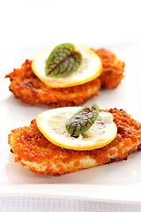 Image showing Breaded chicken schnitzel