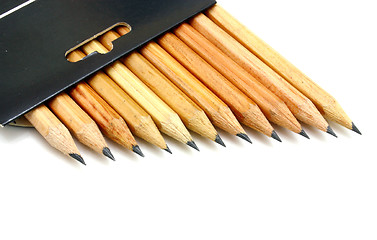 Image showing The yellow ground pencils in a black box