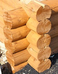 Image showing Wall of a rural log house 