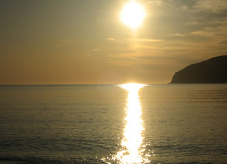 Image showing beautiful red sunset over the ocean