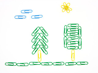 Image showing Trees from color paper clips 