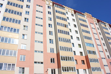 Image showing The inhabited high house against the blue sky