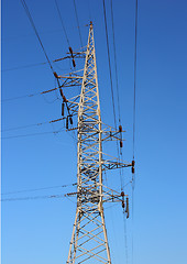 Image showing high voltage post against the blue sky