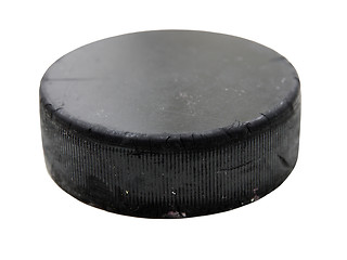 Image showing Black old hockey puck 