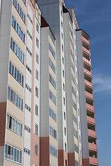 Image showing The inhabited high house against the blue sky