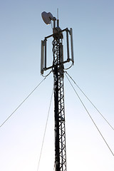 Image showing Aerial mobile communication on a sunset
