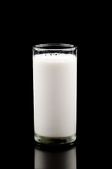 Image showing Glass of milk on black