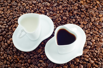 Image showing Cup of milk and coffee cup