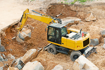 Image showing Yellow Excavator