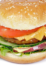 Image showing Tasty Hamburger closeup