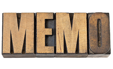 Image showing memo word in wood type