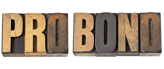 Image showing pro bono word in wood type