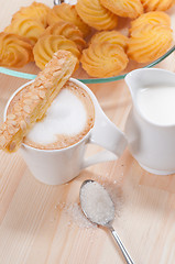 Image showing fresh breakfast coffee and pastry