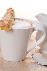 Image showing fresh breakfast coffee and pastry