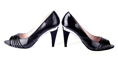 Image showing Women's black high-heeled shoes