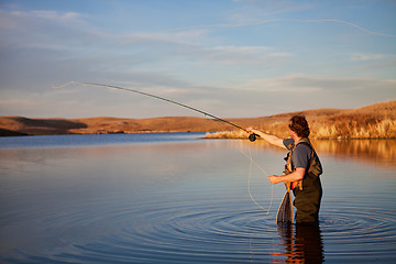 Image showing Fly fishing