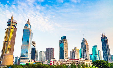 Image showing District Shanghai downtown skyscraper