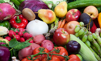 Image showing Healthy fruits and vegetables