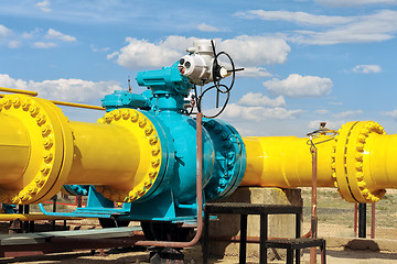 Image showing Ball valve on a gas pipeline.