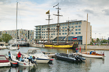 Image showing TALLINN - MAY 28: Russian sailing vessel Shtandart has arrived f