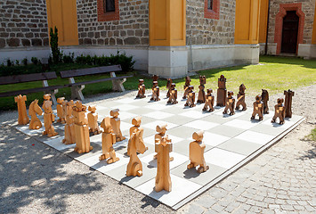 Image showing outdoor woden chess