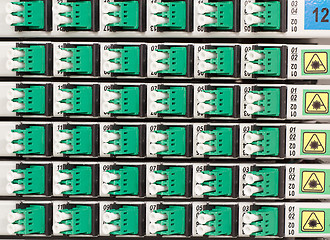 Image showing fiber optic rack with high density of optical connectors