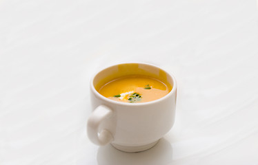 Image showing Carrot soup with sour cream