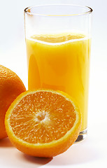 Image showing orange juice and slice isolated on white