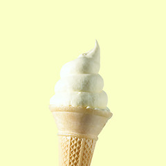 Image showing Soft Whipped Ice Cream In A Wafer Cone