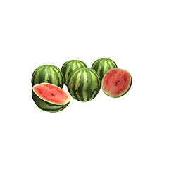 Image showing 3d render of nice watermelon isolated on white