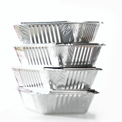 Image showing Stack Of Foil Take Away Containers