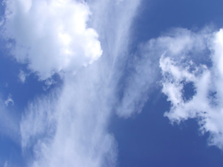 Image showing white fluffy clouds in the blue sky