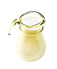 Image showing close up of milk on white background with clipping path