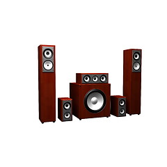 Image showing 3d illustration of audio system over white background