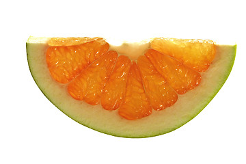 Image showing half of fresh pink grapefruit isolated