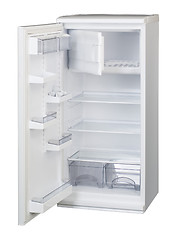 Image showing The image of open refrigerator under the white background