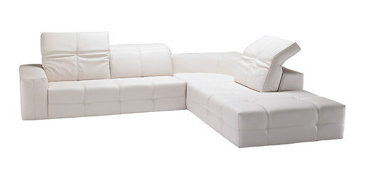 Image showing Image of a modern white leather sofa isolated