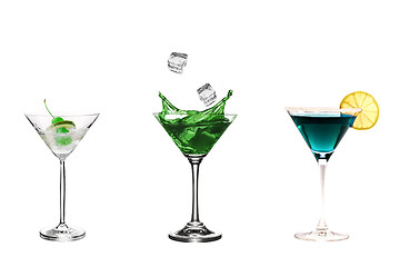 Image showing Different glasses with alcoholic drinks