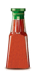 Image showing Glass bottle of ketchup
