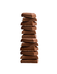 Image showing Broken chocolate bar on a white background