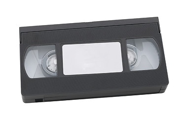 Image showing Old VHS video cassette tape with blank label for copyspace