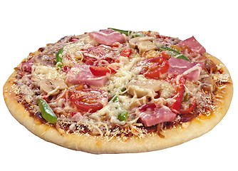 Image showing pizza with tomato and ham