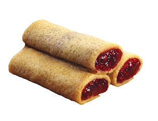 Image showing Rolled pancakes with powdered sugar